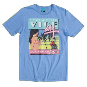 Grand Theft Auto Unisex Adult Come and Visit Vice City T-Shirt / Blue